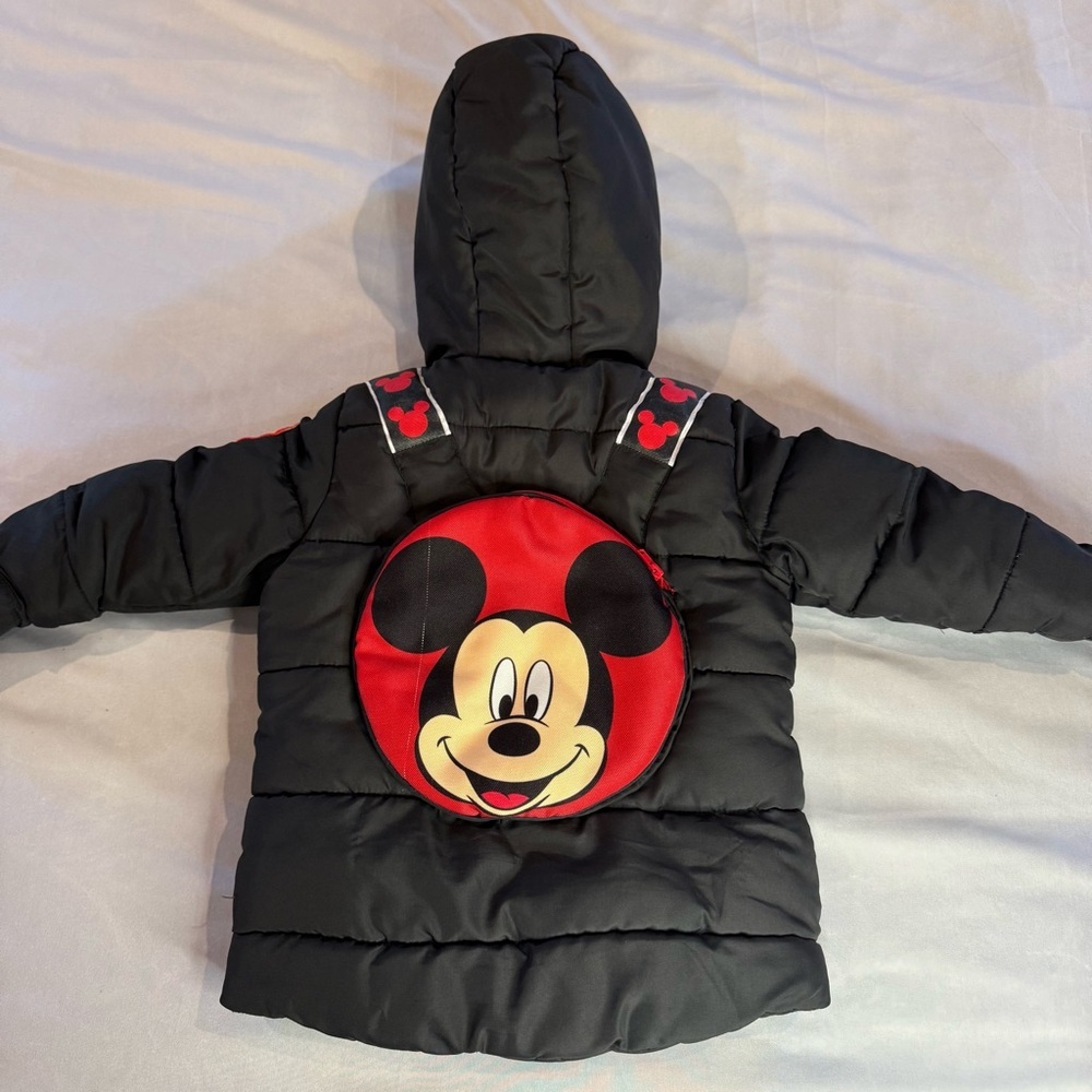 Disney Black Red Mickey Mouse Puffer Jacket for Kids - Picture 9 of 16